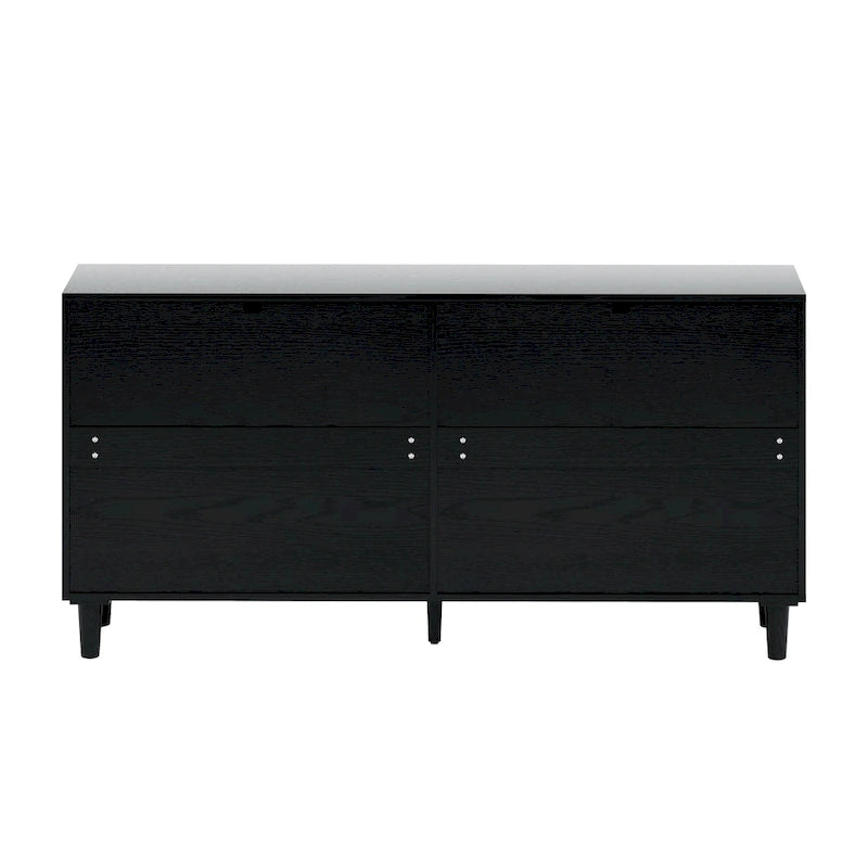 Commode double en rotin à 6 tiroirs avec poignée métallique, armoire de rangement pour vêtements de chambre à coucher