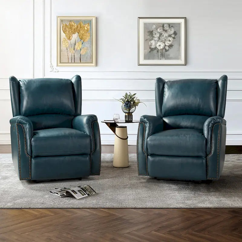 Fauteuil inclinable électrique Eduardo en cuir véritable avec port USB (ensemble de 2)