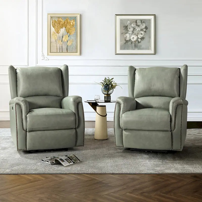 Fauteuil inclinable électrique Eduardo en cuir véritable avec port USB (ensemble de 2)