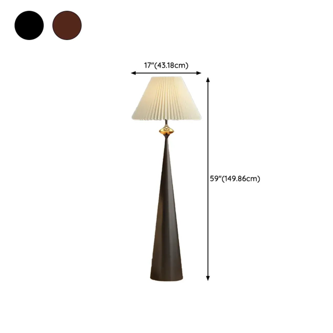 Lampadaire conique contemporain en métal avec abat-jour en tissu