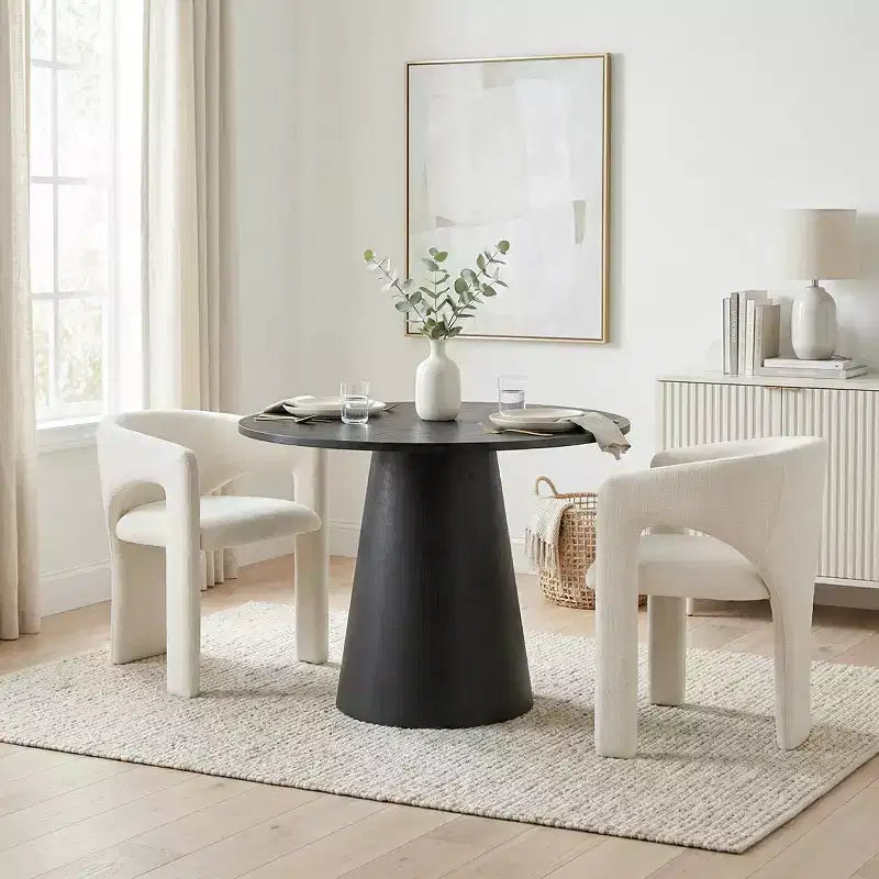 Petit ensemble de salle à manger pour 2 personnes, chaises rembourrées beiges, table à manger ronde sur pied, meubles de cuisine modernes et compacts - Panipeachy