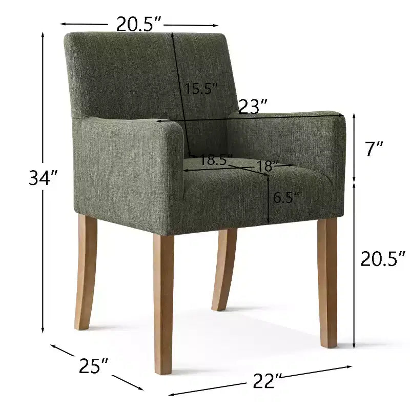 Lot de 6 chaises de salle à manger capitonnées avec accoudoirs, fauteuils modernes en lin avec pieds en bois, chaises d'appoint pour salle à manger, salon – Panipeachy
