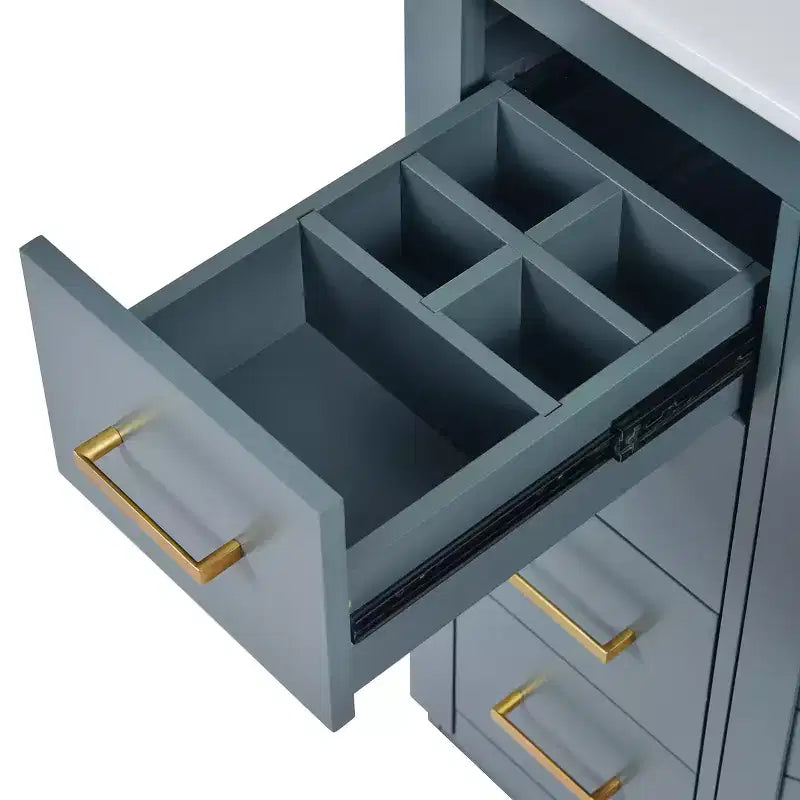 Meuble-lavabo de salle de bain à évier simple de 76 cm avec armoire et 3 tiroirs – Noir / Bleu / Vert / Indigo / Blanc
