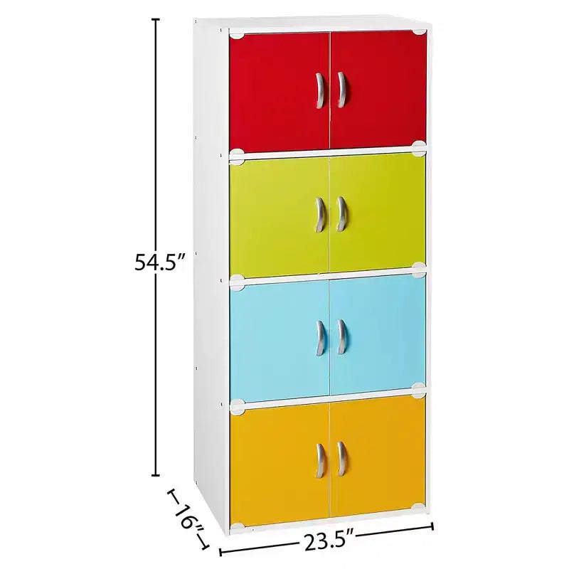 Hodedah HID44 Meuble de rangement multifonctionnel fermé à 8 portes pour la maison et le bureau, finition bois de hêtre