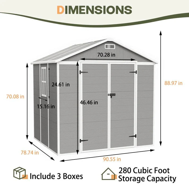 Abri de jardin en résine toutes saisons avec plancher, 1,8 m x 1,2 m/1,8 m x 2,4 m/2,4 m x 1,8 m/2,4 m x 3 m, Spire Tool Shed
