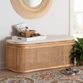 Banc de rangement bali & pari Ishana en rotin naturel Naturel/Blanc : Polyester rembourré, cadre en contreplaqué, aucun assemblage requis
