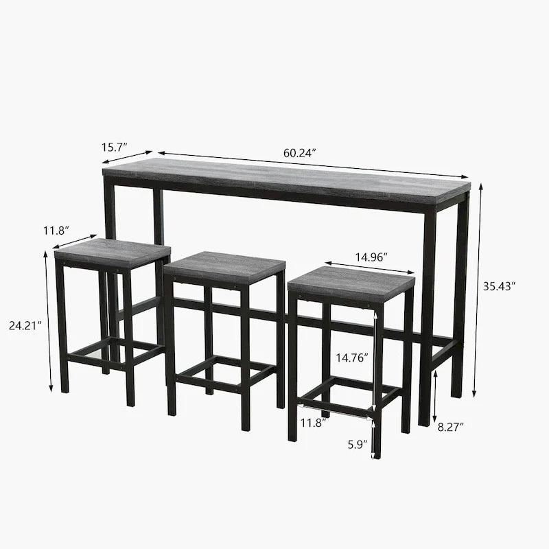 Ensemble table de bar et 3 tabourets