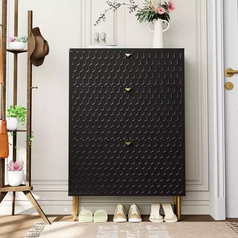 CLIHOME Meuble à chaussures d'entrée 24 paires, avec tiroirs basculants, étagère de rangement