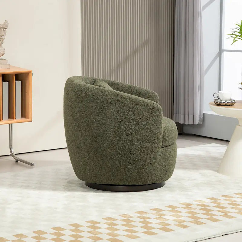 Fauteuil club pivotant rembourré avec rangement, chaise d'appoint moderne pour salon, chambre, bureau ou coin lecture