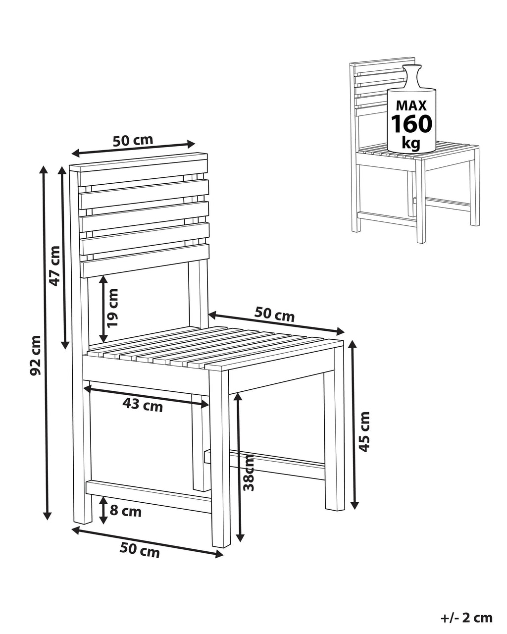 Fauteuil de jardin 1 place en bois d'acacia marron