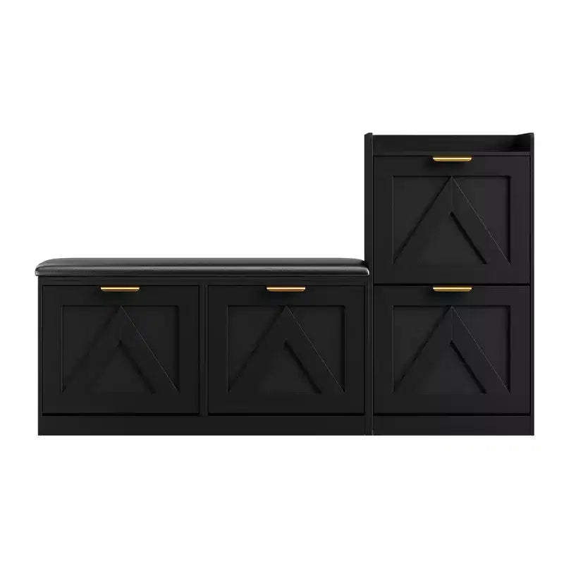 Meuble à chaussures de ferme avec banc, organisateur de rangement de chaussures d'entrée avec 4 tiroirs à abattant et siège rembourré confortable, banc à chaussures autoportant