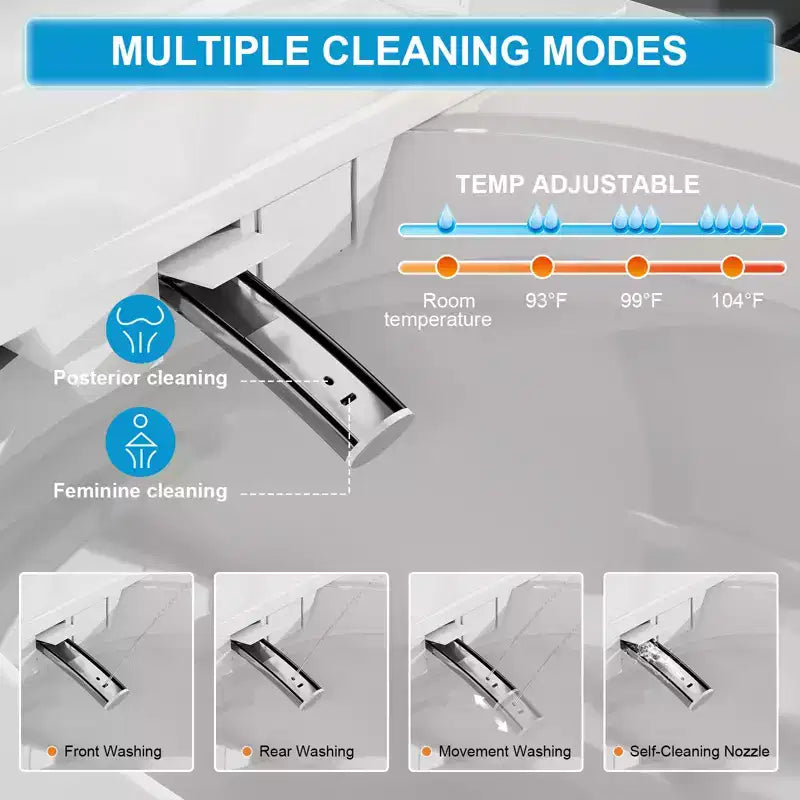 Toilette Bidet Intelligente avec Abattant et Siège à Ouverture/Fermeture Automatique, Chasse d'Eau à Capteur au Pied, Design Monobloc Allongé Sans Réservoir, Siège Chauffant