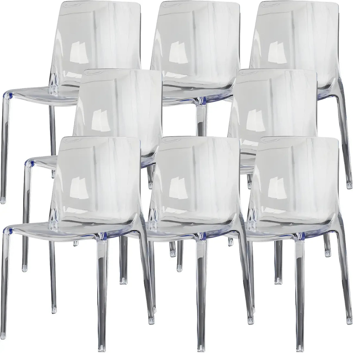 Chaise de salle à manger sans accoudoirs à dossier bas en acrylique ambre