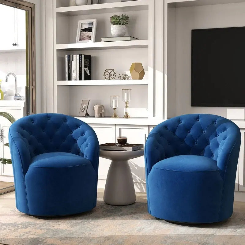 SEYNAR Fauteuil club pivotant à 360 degrés en velours moderne avec dossier capitonné - Lot de 2