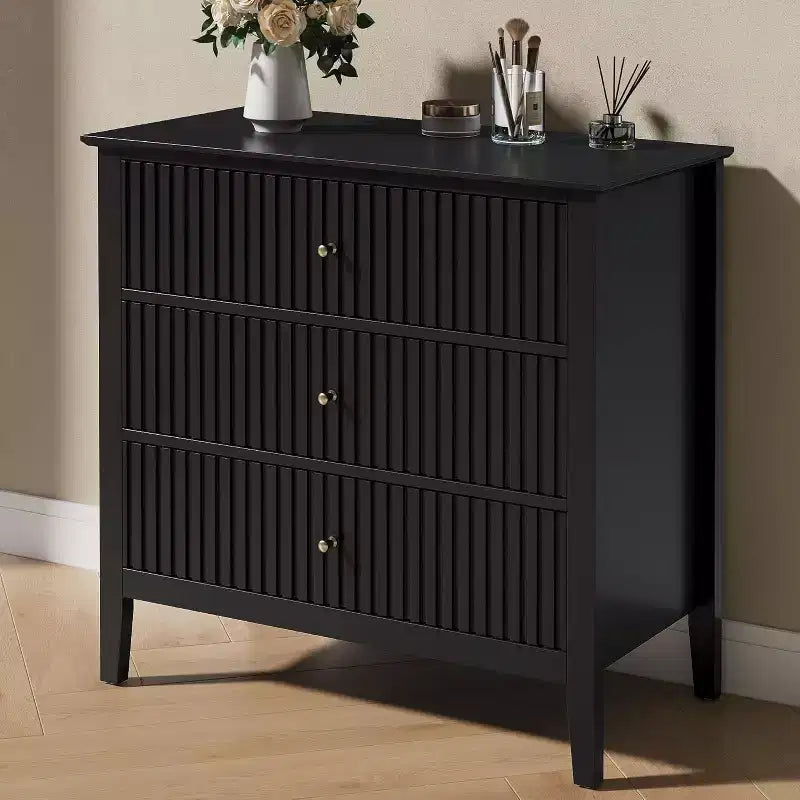 Heynemo Commode 3 Tiroirs, Table de Chevet en Bois Peint de 76 cm de Haut avec Rangement, Grande Commode Moderne avec Coulisses à Roulement à Billes