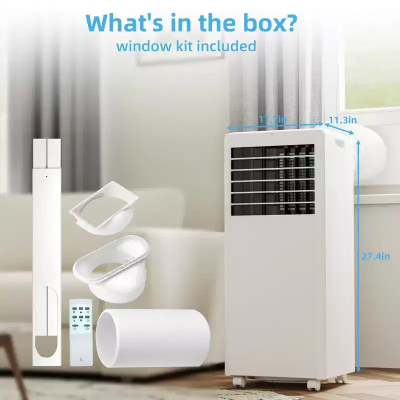 Climatiseur portable 8 000 BTU - 3-en-1 : refroidissement, déshumidificateur et ventilateur pour 32,5 m² avec mode nuit et garantie d'un an