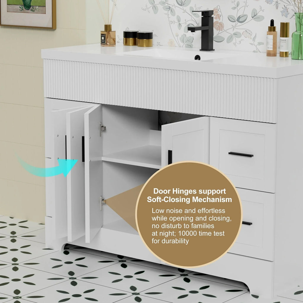 Meuble-lavabo de salle de bain Wavy Line 30/36/48 avec évier et robinet