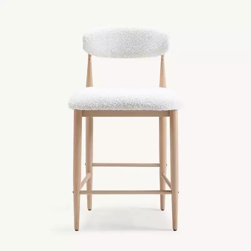 Lot de 4 tabourets de bar sans accoudoirs Boucle, avec pieds en métal imitation grain de bois pour cuisine, salon, restaurant, café - Morden Fort