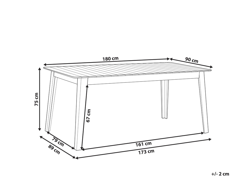 Table de salle à manger de jardin 180 cm 90 cm Bois d'acacia Marron