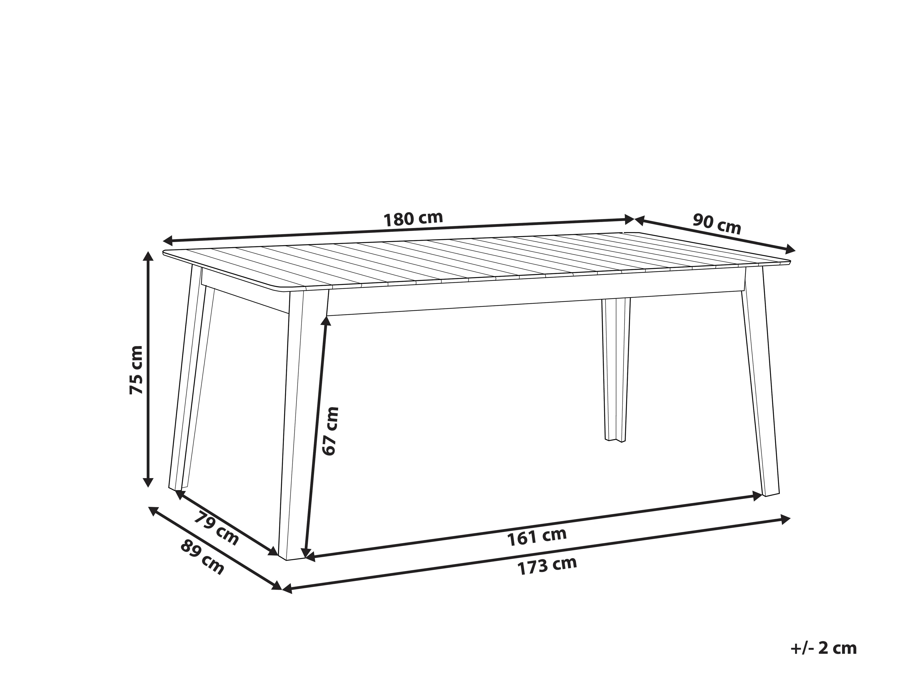 Table de salle à manger de jardin 180 cm 90 cm Bois d'acacia Marron