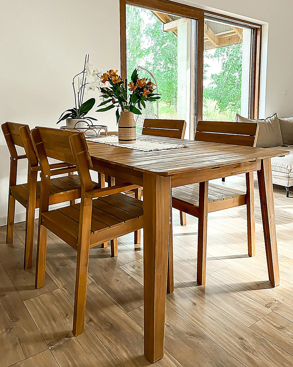 de 4 chaises de jardin Bois d'acacia Marron