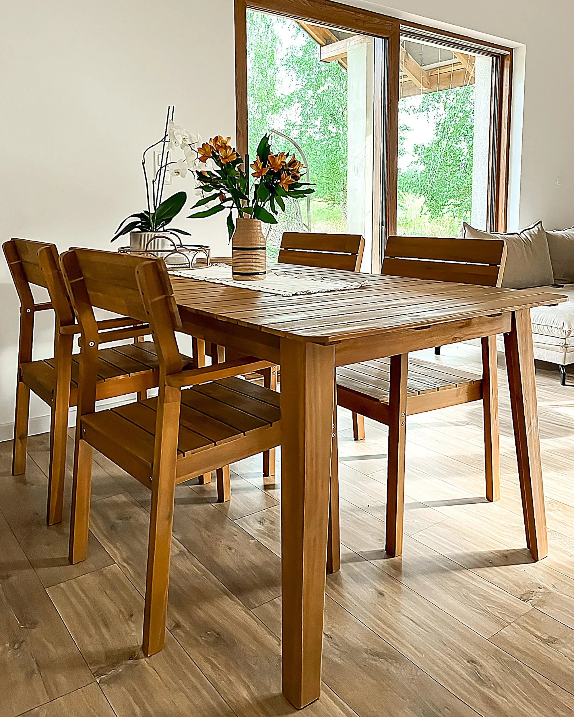de 4 chaises de jardin Bois d'acacia Marron