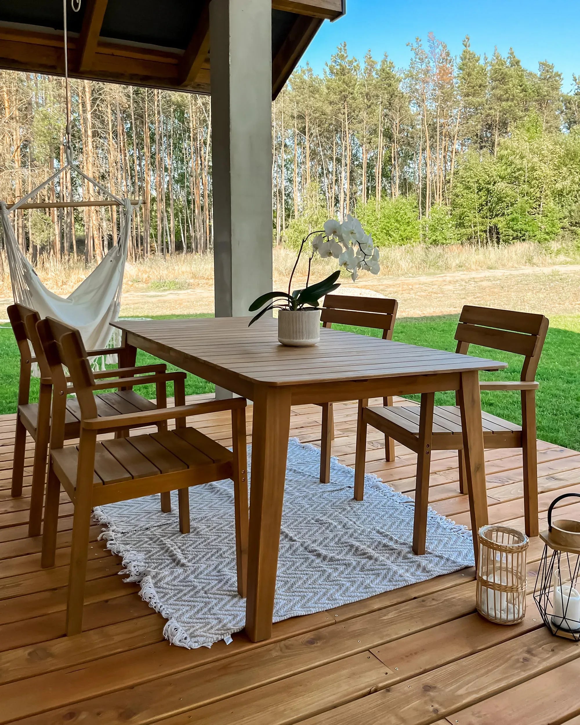 de 4 chaises de jardin Bois d'acacia Marron