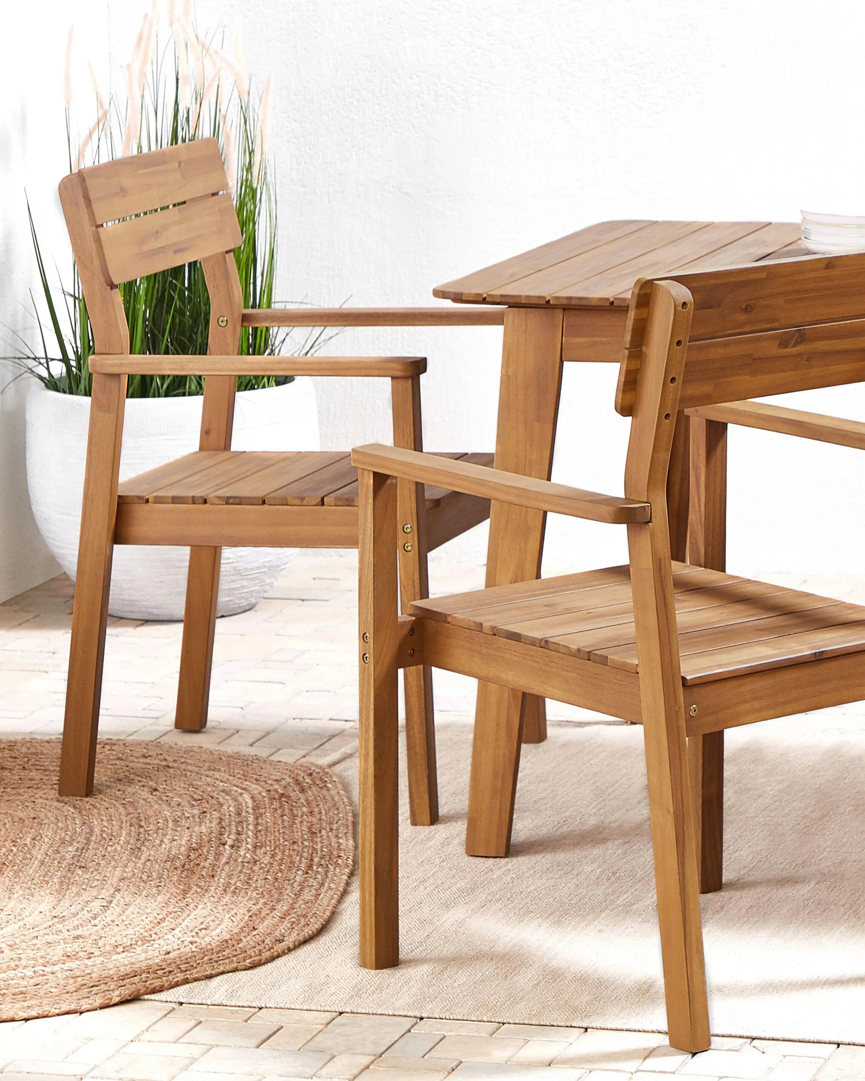 de 4 chaises de jardin Bois d'acacia Marron