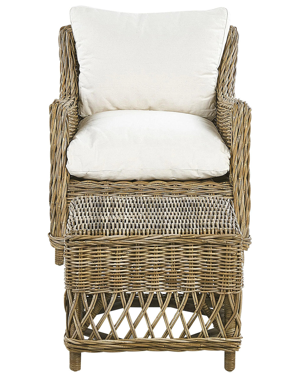 Fauteuil de jardin avec repose-pieds Rotin Naturel