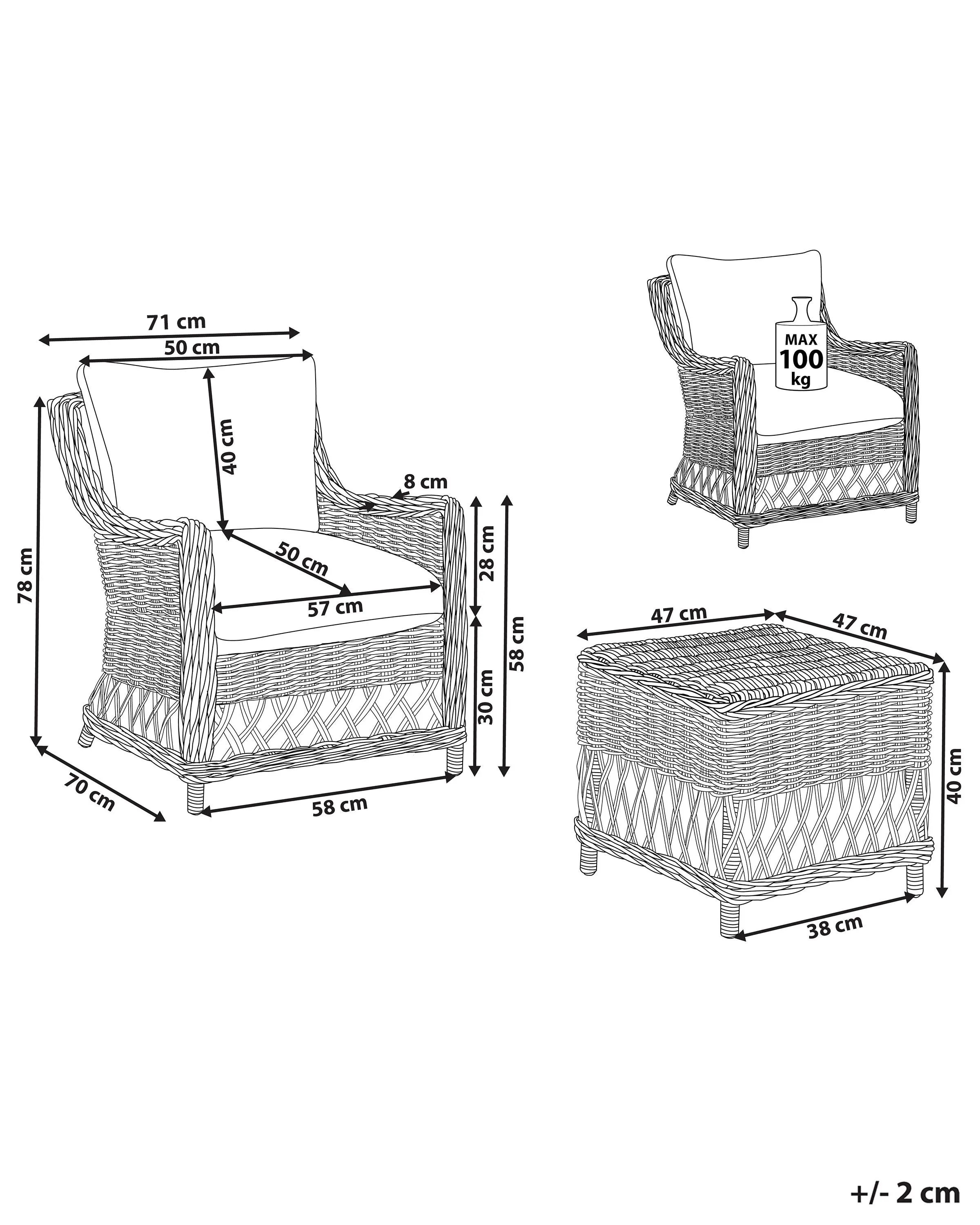 Fauteuil de jardin avec repose-pieds Rotin Naturel