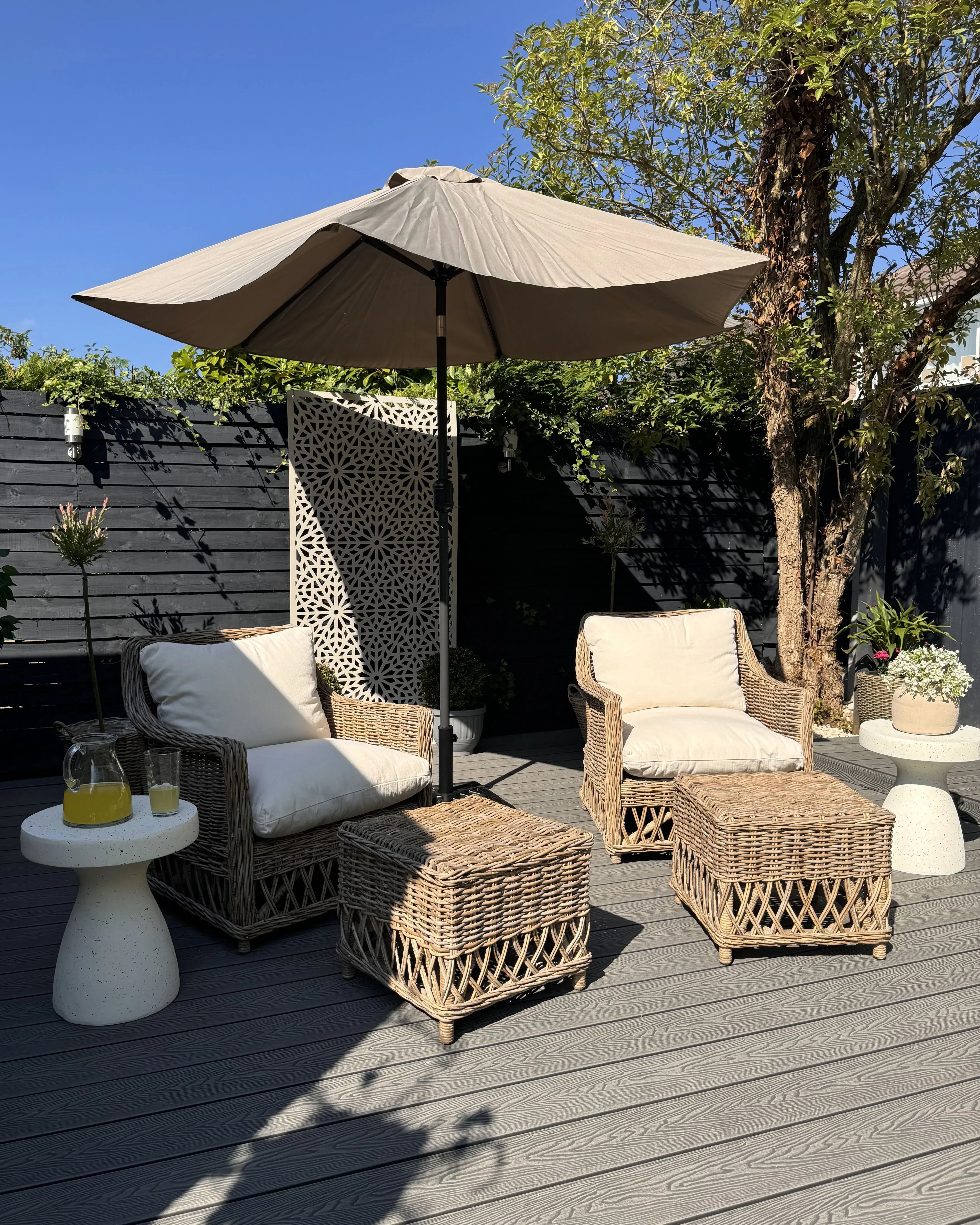 Fauteuil de jardin avec repose-pieds Rotin Naturel