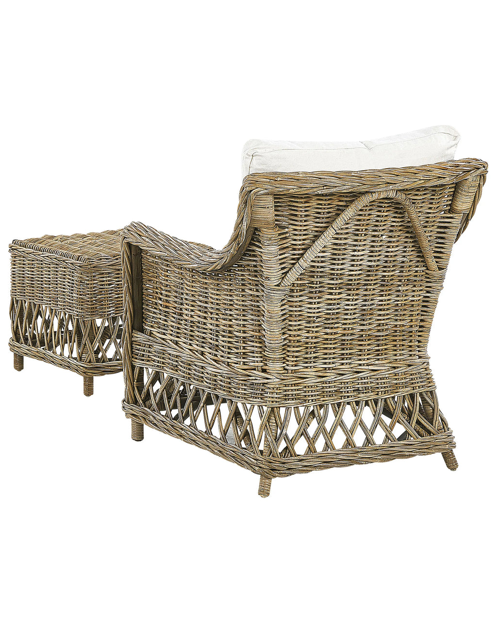 Fauteuil de jardin avec repose-pieds Rotin Naturel