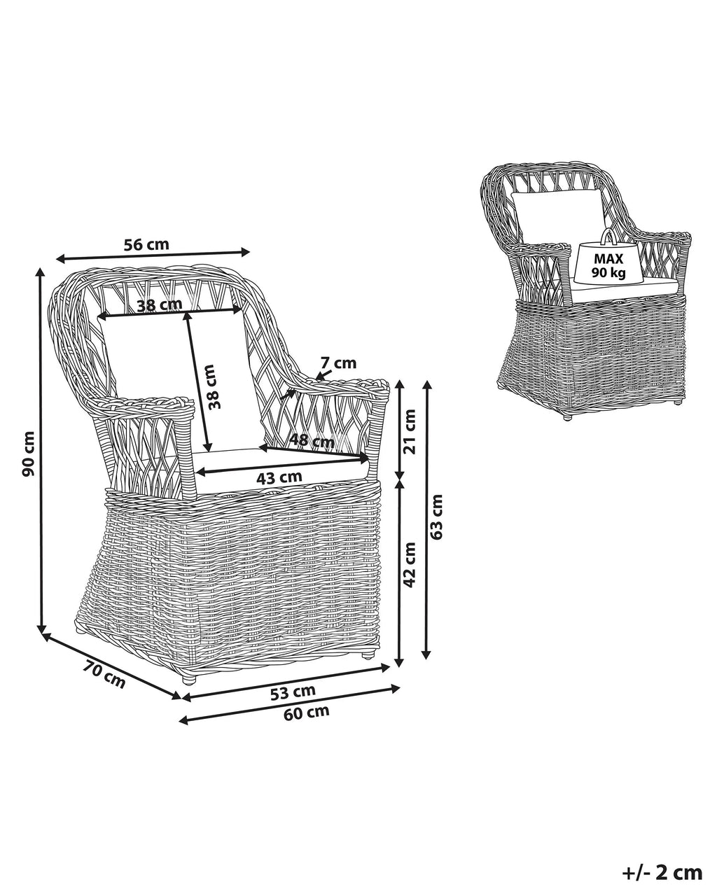Fauteuil de jardin en rotin naturel