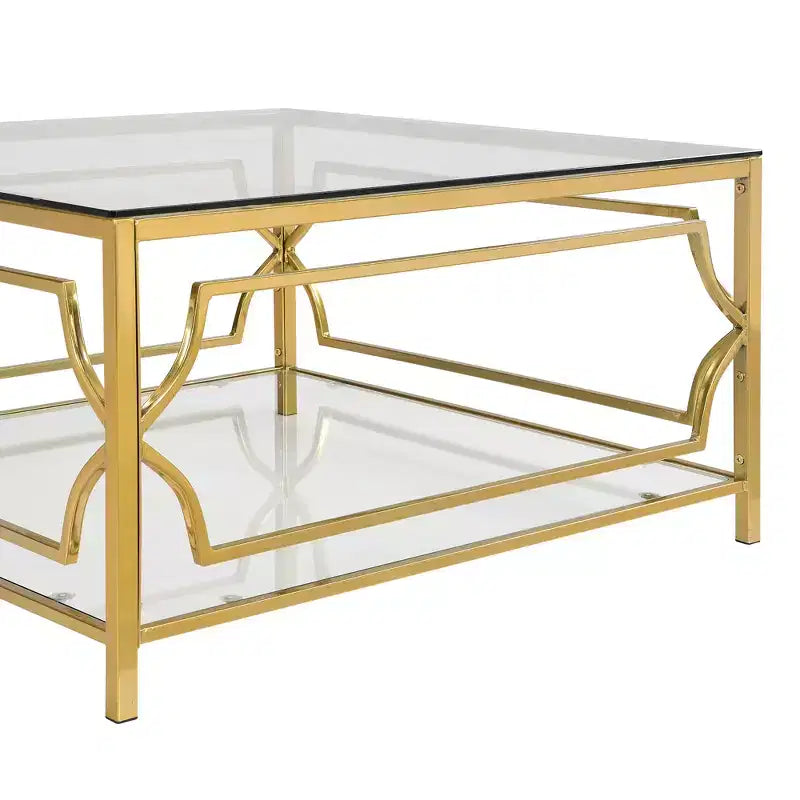 Table basse carrée Merax avec plateau en verre noir ou transparent et étagère de présentation à deux niveaux