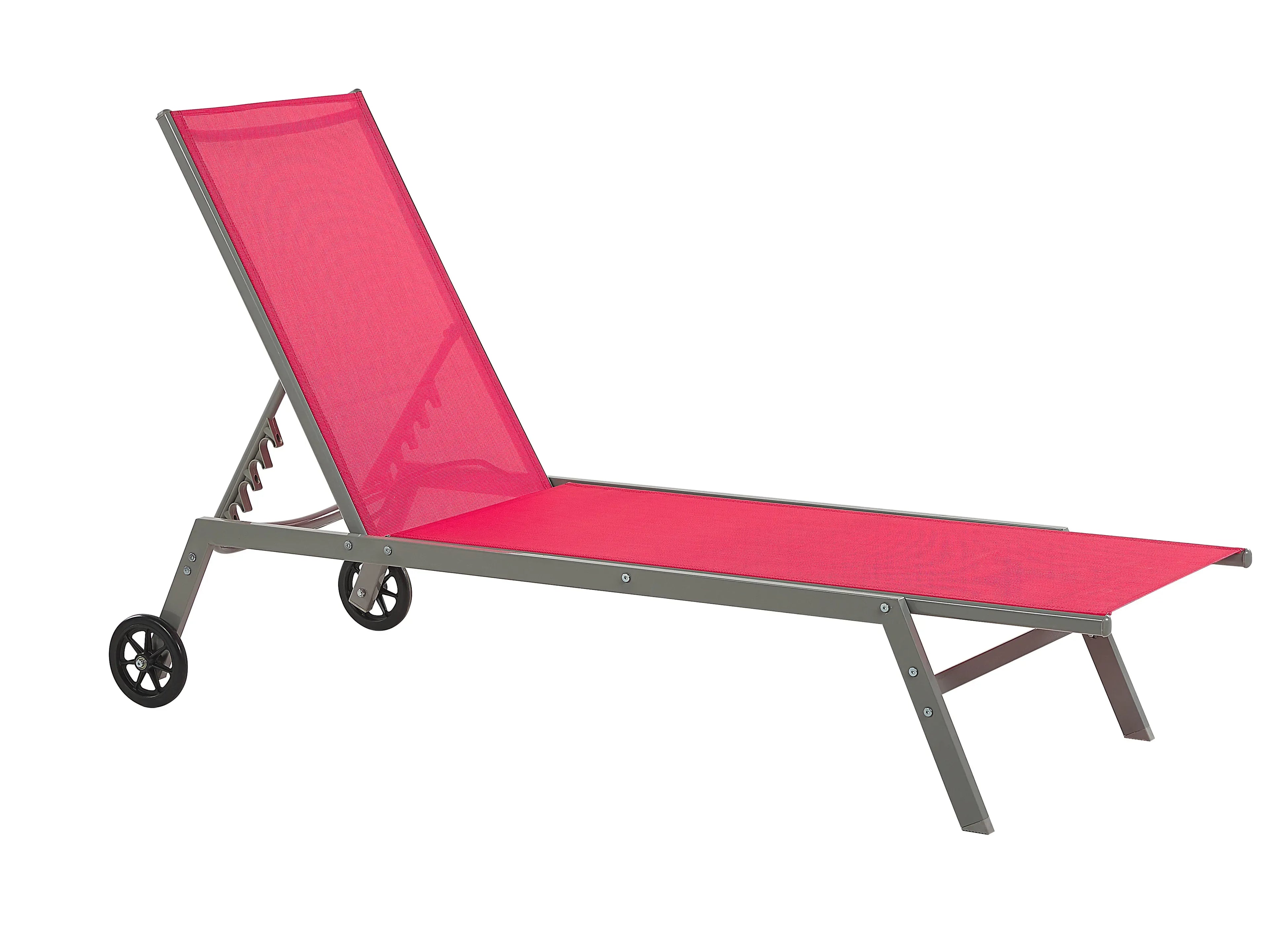 Chaise longue en métal rouge