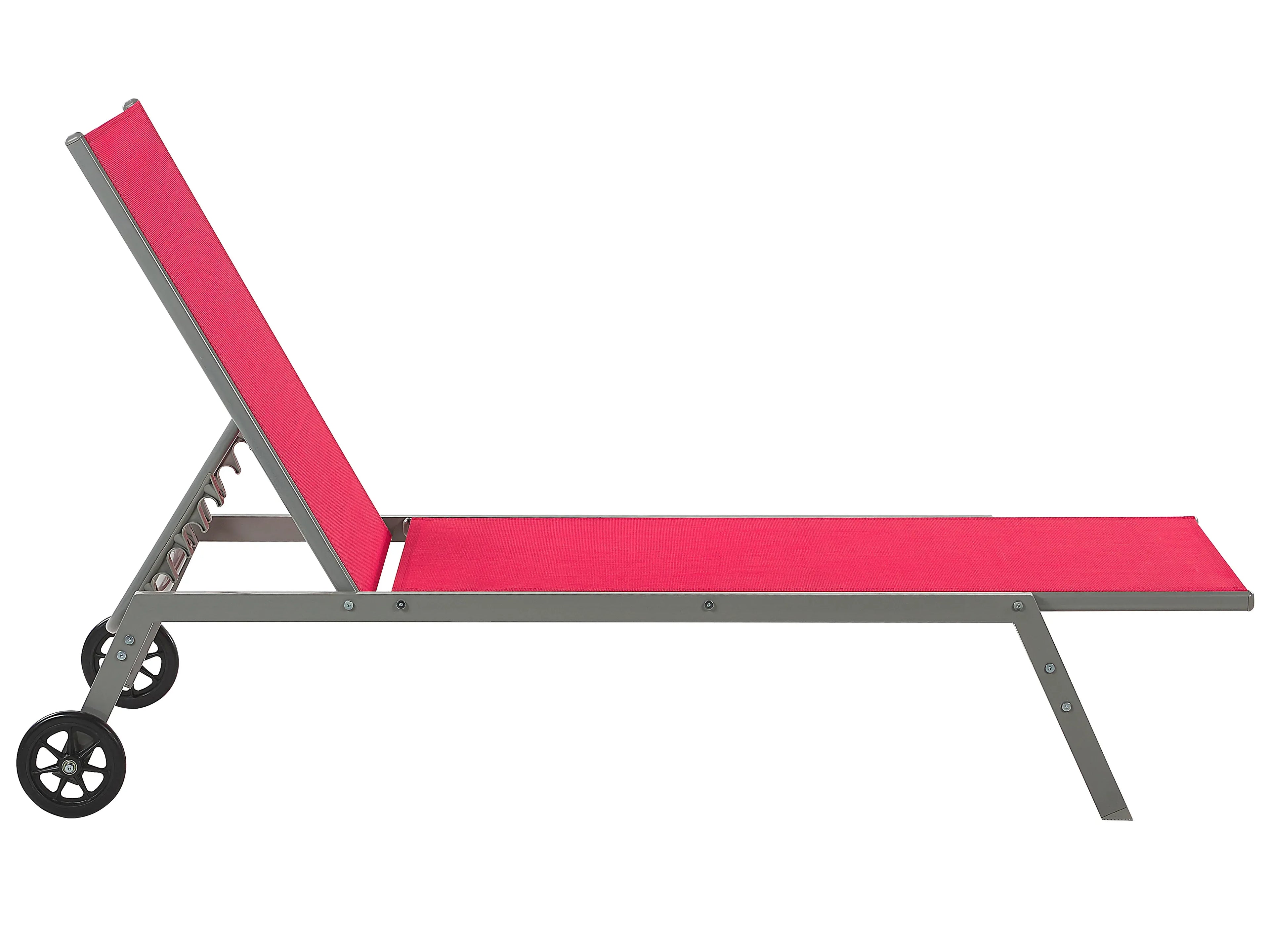 Chaise longue en métal rouge