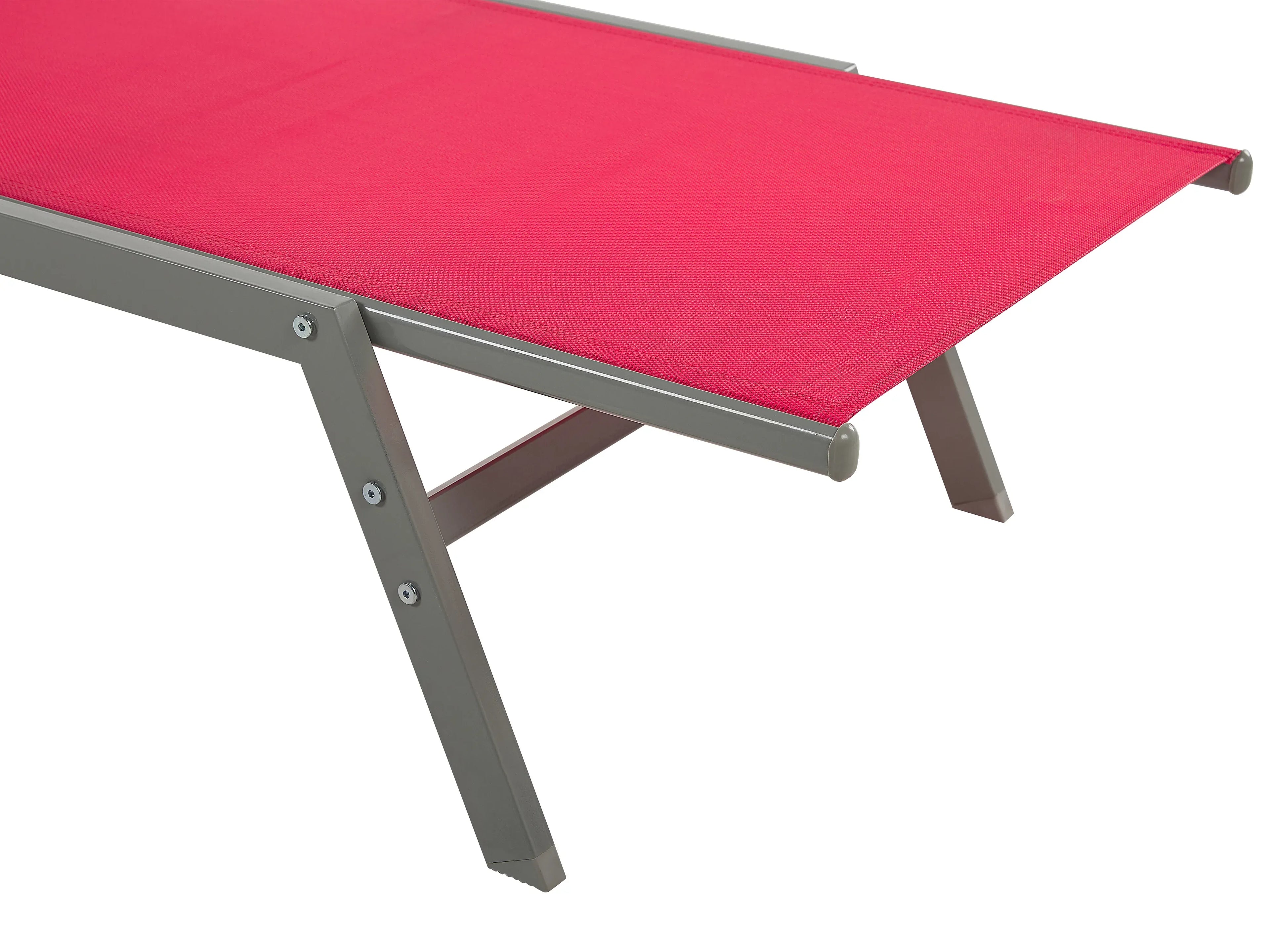 Chaise longue en métal rouge