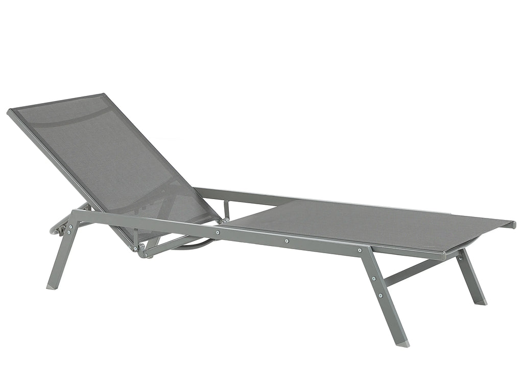 Chaise longue en métal gris