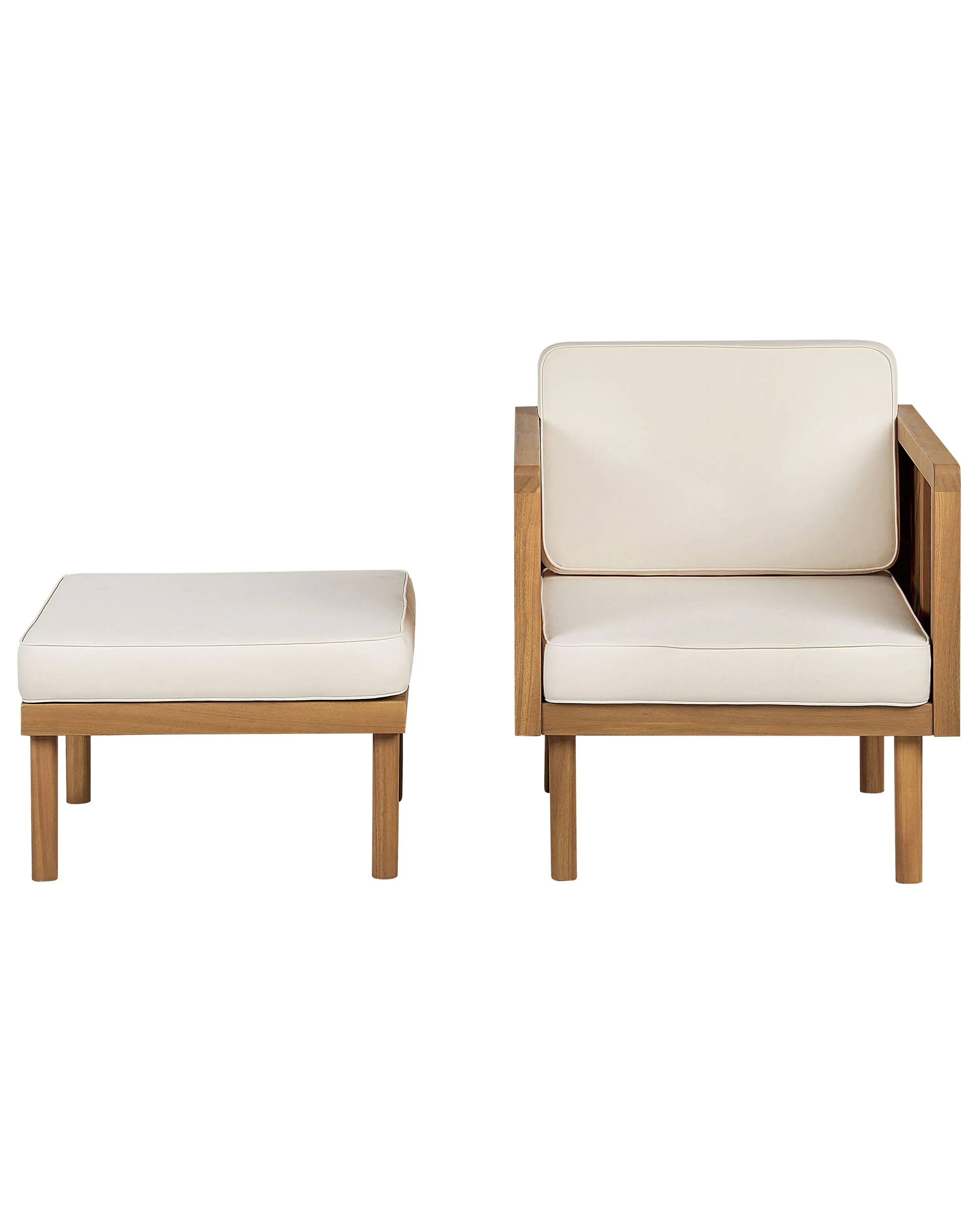 Fauteuil de jardin avec pouf en bois d'acacia marron