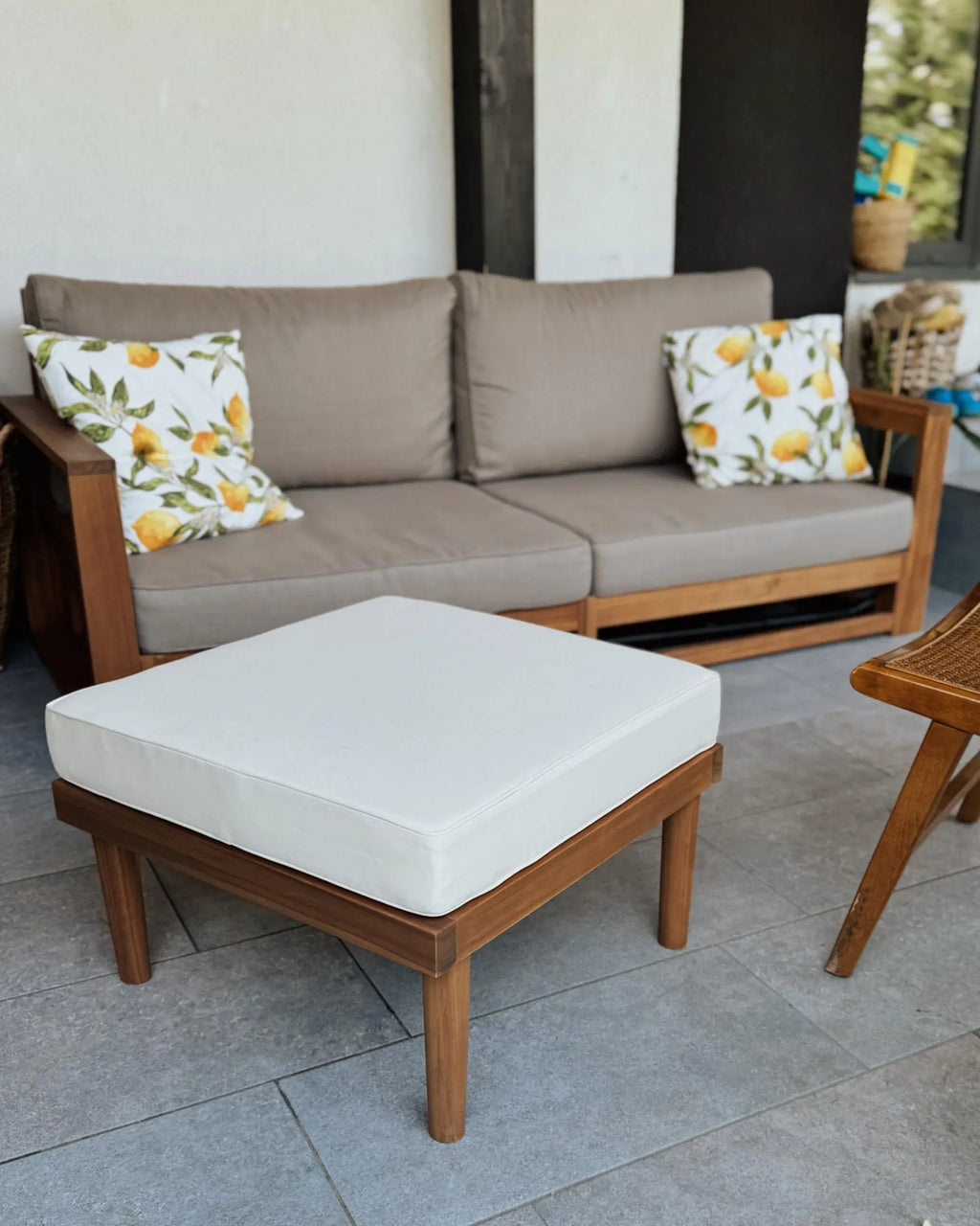 Repose-pieds de jardin en bois d'acacia Marron