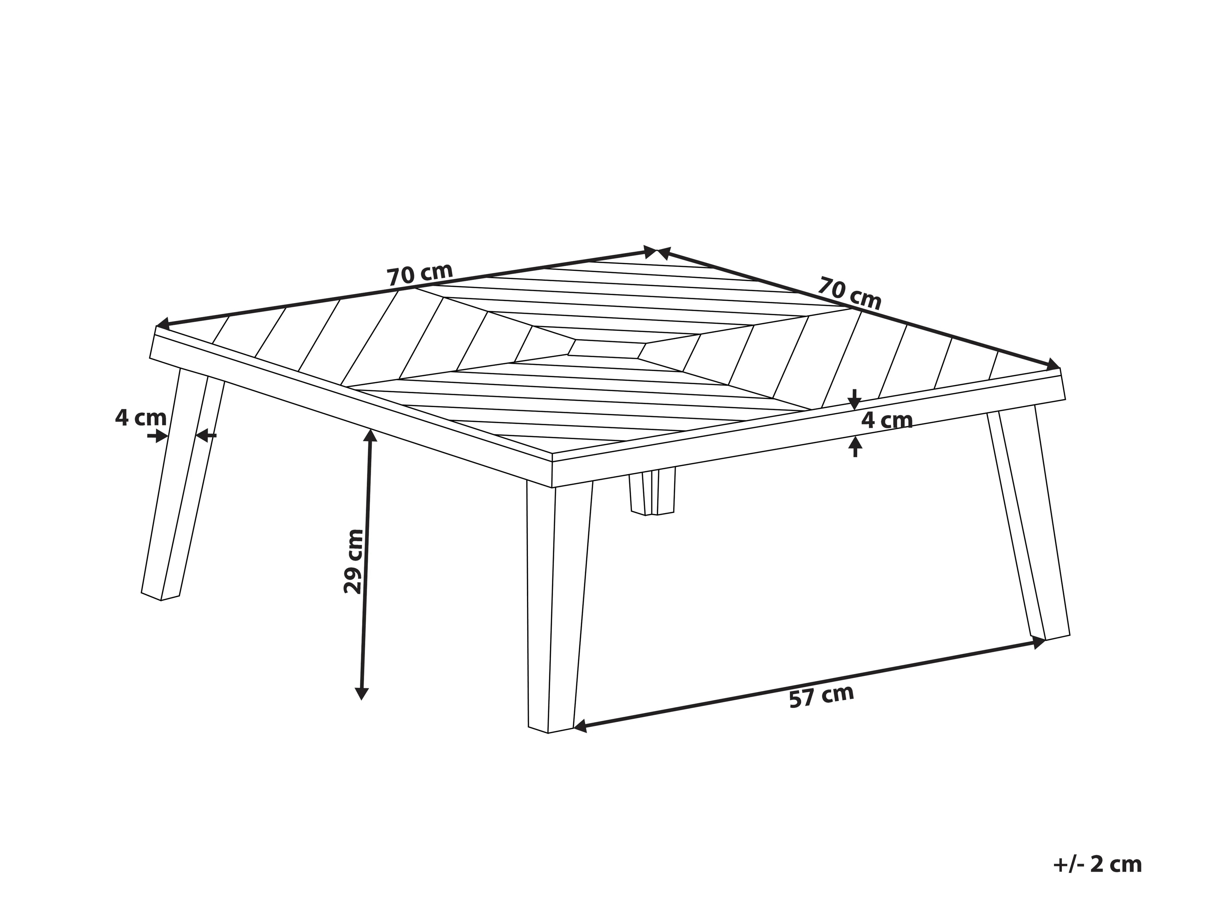 Table de jardin 70 cm 70 cm Bois d'acacia Marron