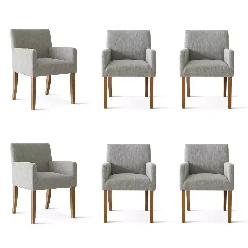 Lot de 6 chaises de salle à manger capitonnées avec accoudoirs, fauteuils modernes en lin avec pieds en bois, chaises d'appoint pour salle à manger, salon – Panipeachy