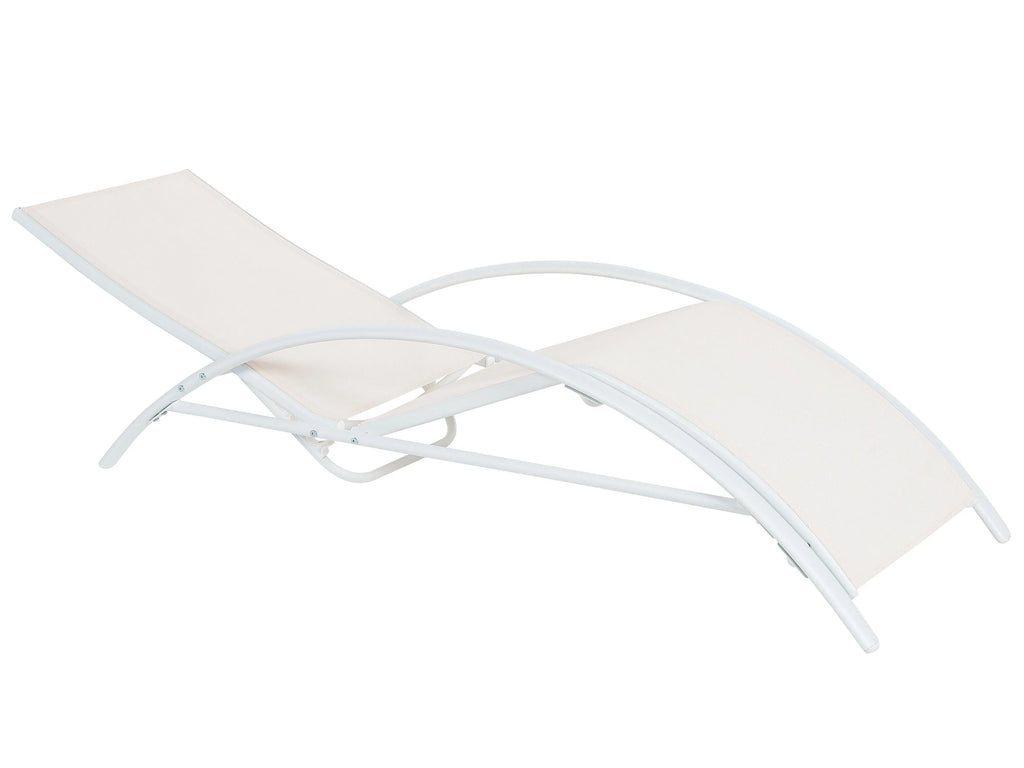 Chaise longue en métal beige