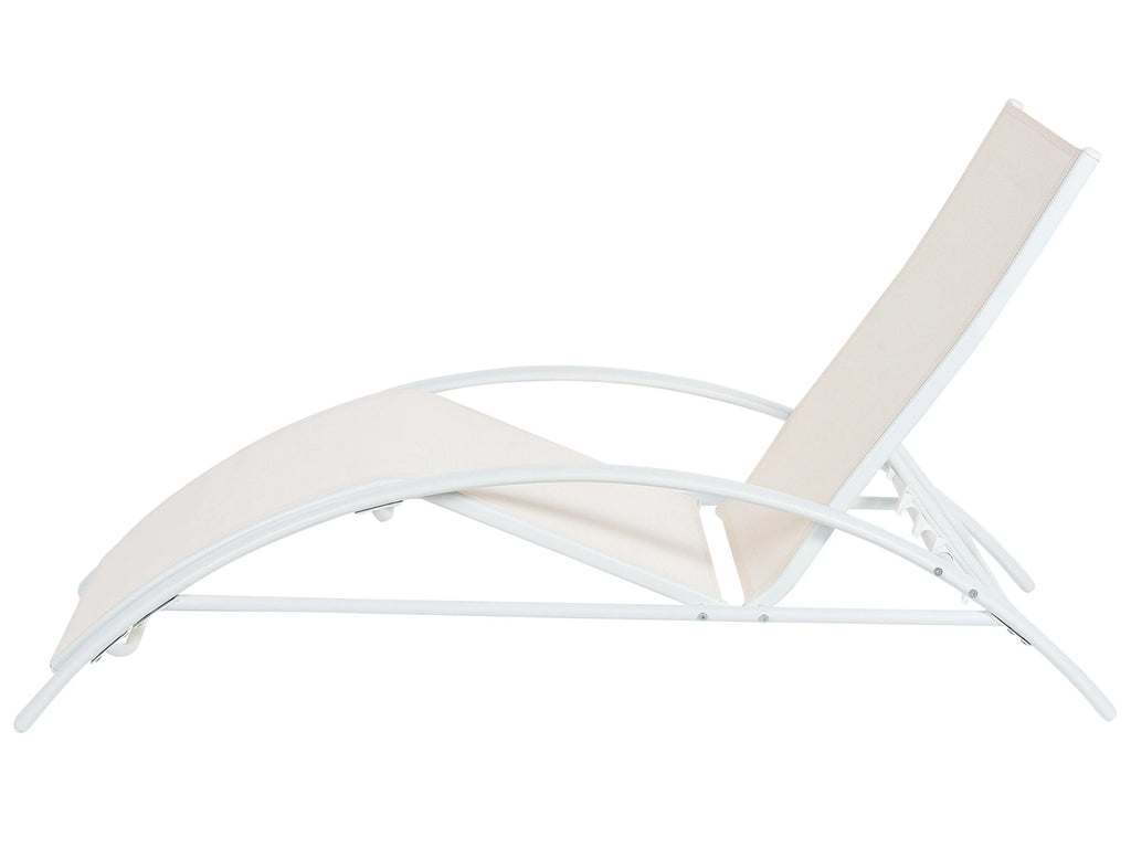 Chaise longue en métal beige