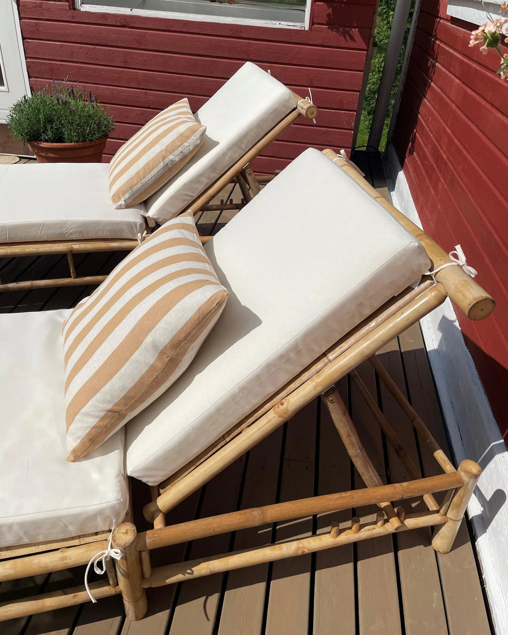 Chaise longue avec coussin Bambou Marron