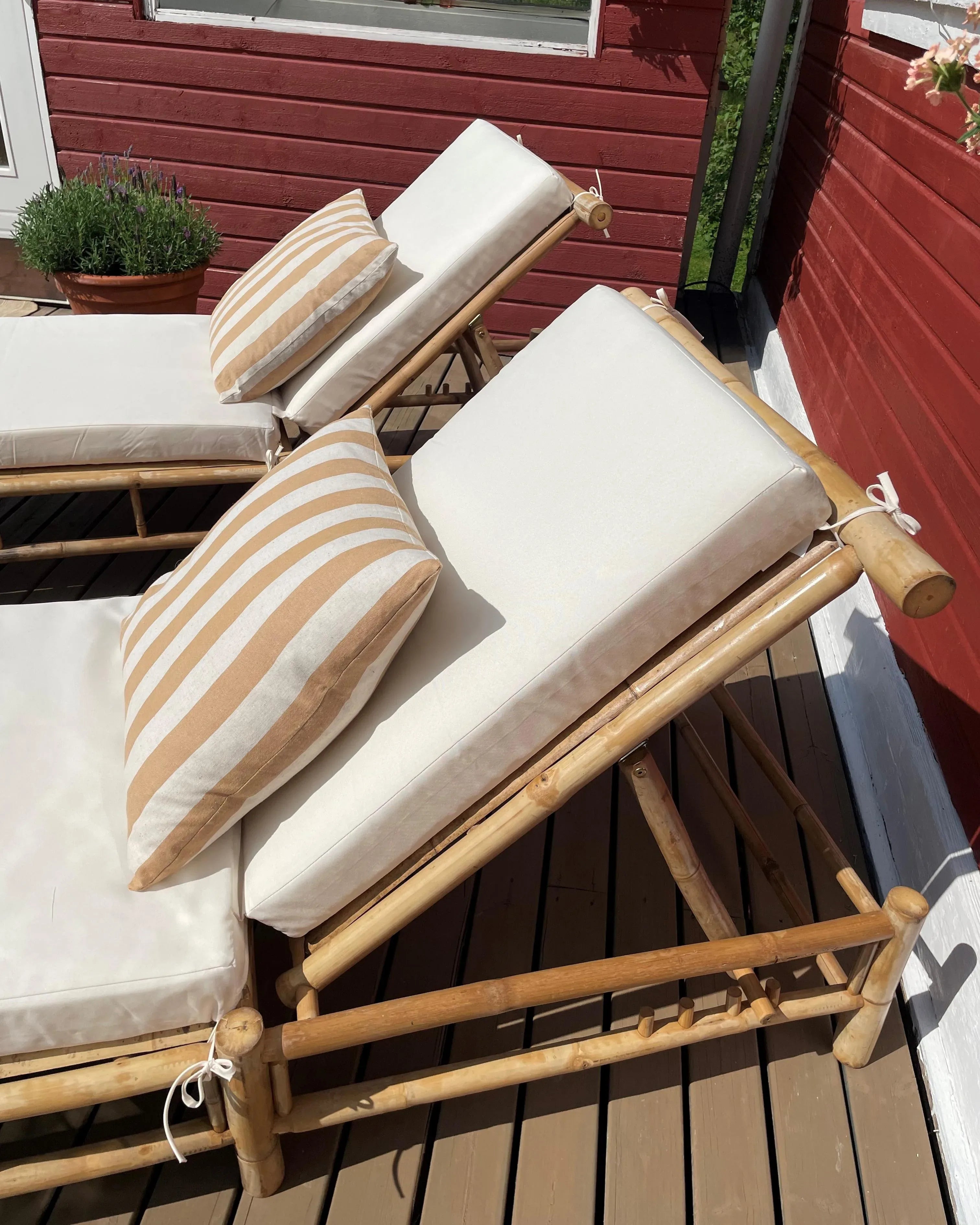 Chaise longue avec coussin Bambou Marron