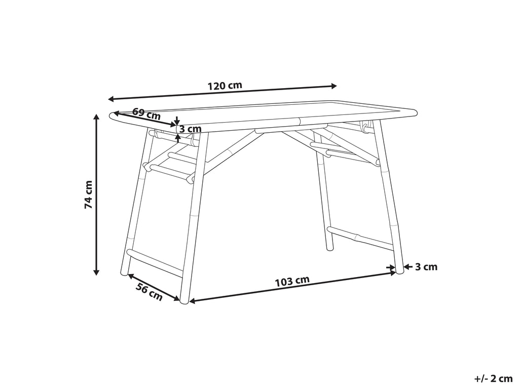Table à manger de jardin 120 cm 69 cm Bambou Marron clair