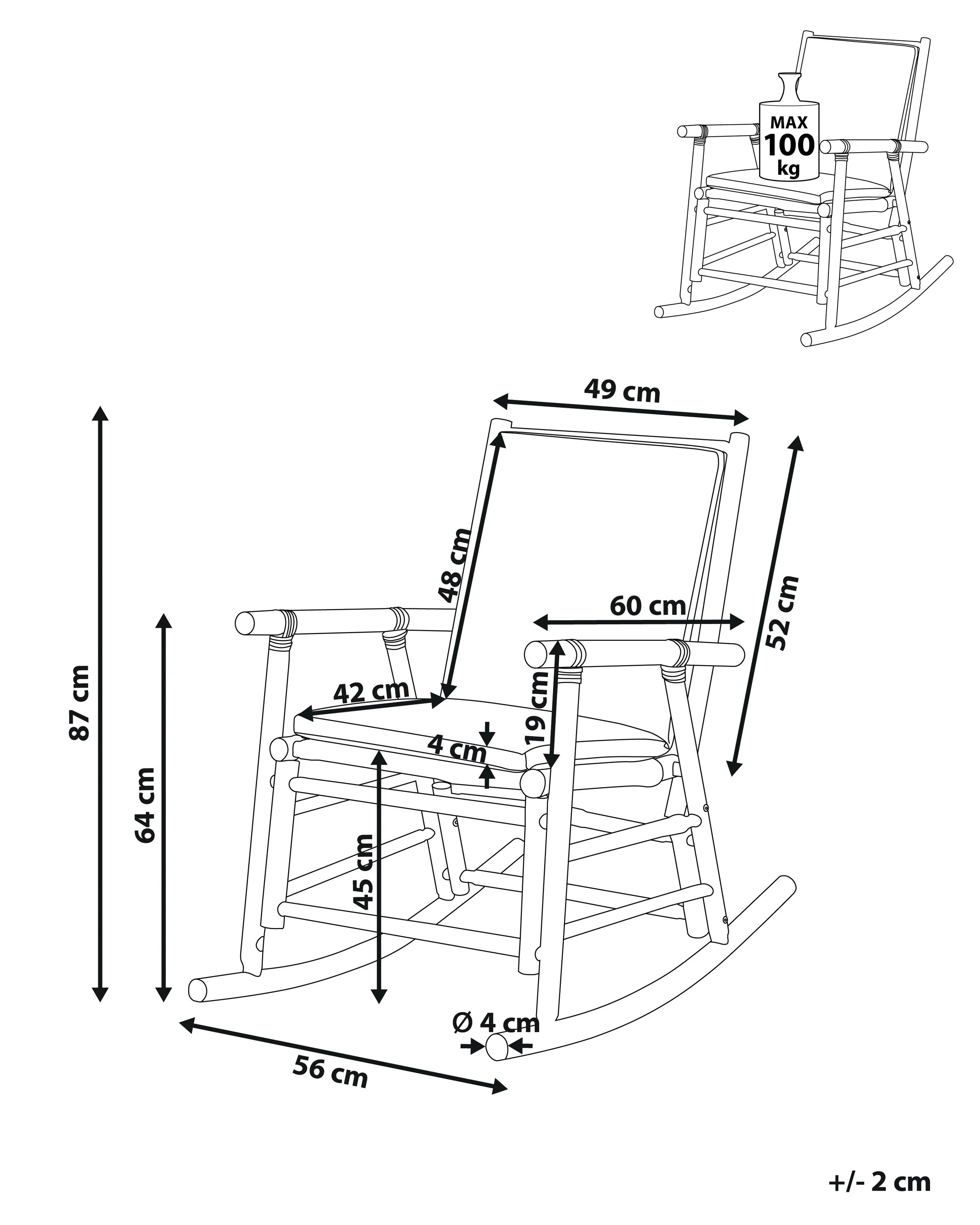 Rocking chair de jardin Bambou Marron