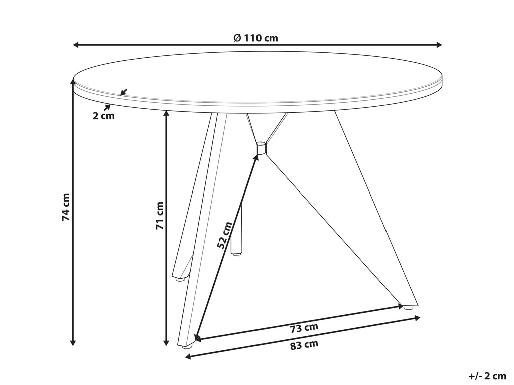 Table de salle à manger de jardin 83 cm 110 cm Verre Noir