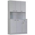 71 Armoire de cuisine, armoire de rangement haute avec support pour micro-ondes, buffet de cuisine moderne, 3 étagères réglables pour salon, salle à manger